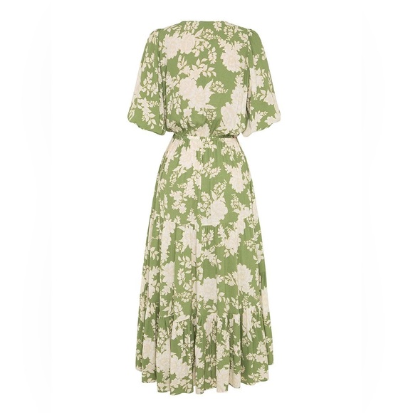 KIVARI Yara Floral Apple Green Tie Front Maxi Dress NWT - Picture 10 of 16